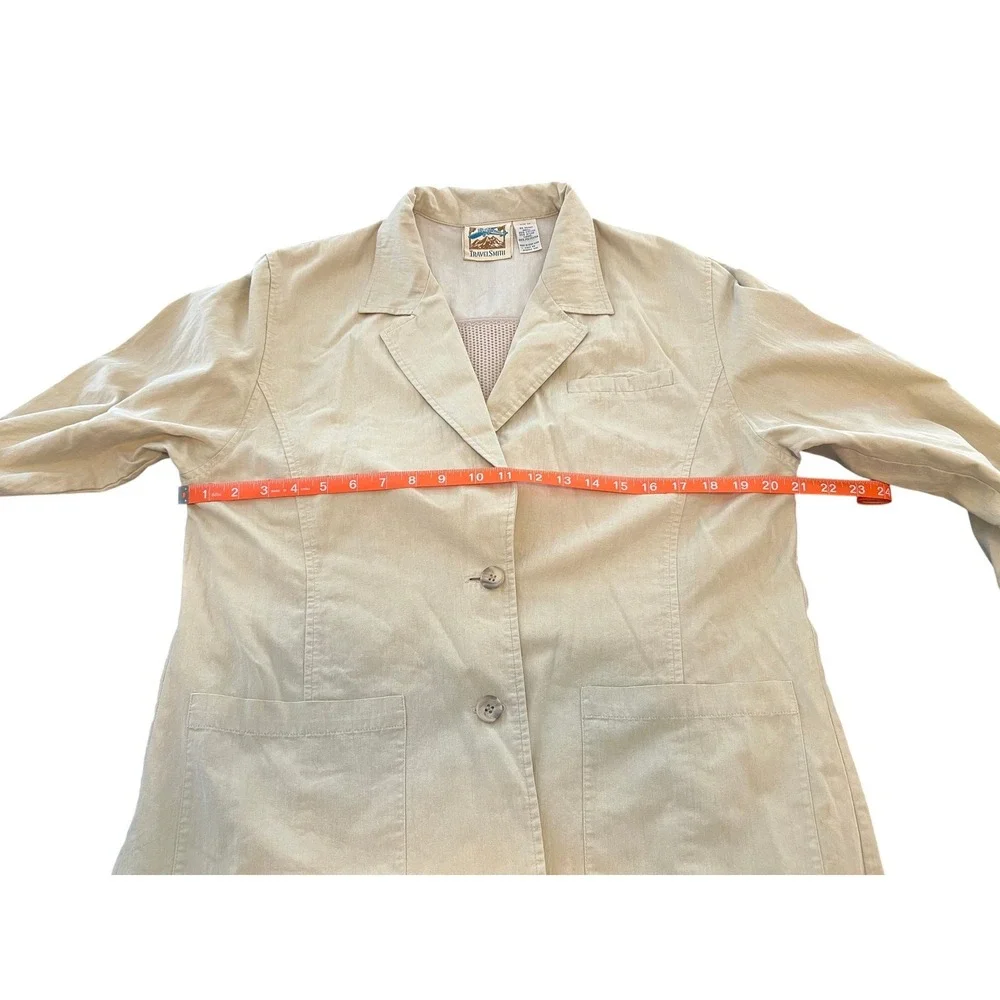 TravelSmith Mens Tan Cotton Nylon Safari Blazer Utility Travel Jacket Size M